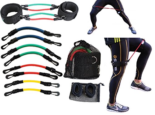 UPC 658240394382, 11 Piece Kinetic Speed Agility Training Strength Leg Resistance Fitness Exercise Bands, complete set for Soccer Kick Boxing Basketball Football all Sports Training, Official Elite Athletic Bands