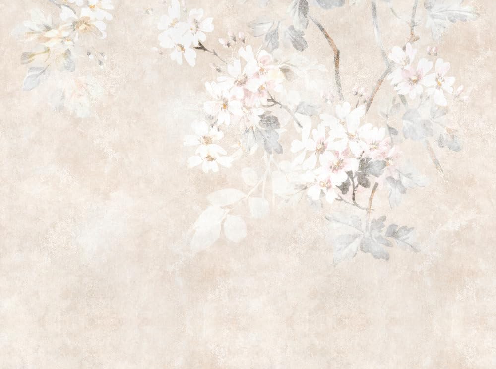 Livingwalls Photo Wallpaper Flowers in Beige, Cream, Grey – Non-Woven Wallpaper 399191 with Motif on 3.71 m x 2.80 m – Made in Germany