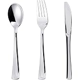N9R 200 PCS Gold Plastic Silverware - Disposable Gold Plastic Silverware Cutlery Set, 100 Forks, 50 Spoons, 50 Knives for Party, Birthday, Wedding