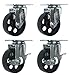 4 All Steel Swivel Plate Caster Wheels w Brake Lock Heavy Duty High-Gauge Steel (3.5