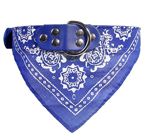 Newtensina Fashion Dog Bandana Collar Dog Collar Boy Medium Bandana Puppy Bandana with Collar for Dogs - Deep Blue - L