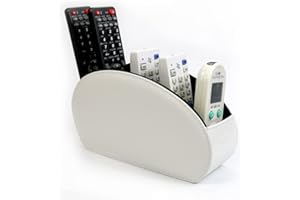 Fosinz Classic White Leather TV Remote Control Organizer with 5 Compartments