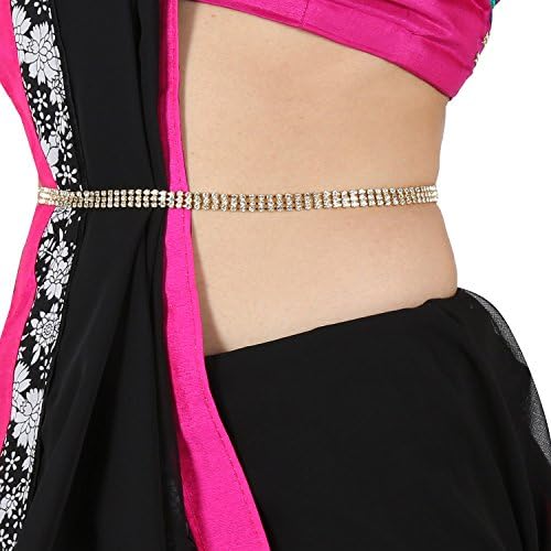 Kauberi Jewels Women's Waist Hip Belt Chain Gold Toneden Diamond Kamarband
