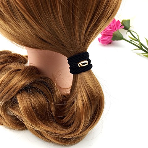 Elastic Hair Bands Ties and Ponytail Holder for Women and Girls, 6 Count Black Color Natural Heavy Duty Hair Ties Band for Long Short Thick Hairs
