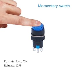 mxuteuk 5pcs 16mm DC12V Momentary LED Push Button