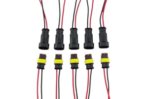E-TING 5 Kit 2 Pin Way Car Waterproof Electrical Connector Pigtail Wire Plug Cable Socket AWG Gauge Car Truck Marine