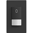 ELEGRP Occupancy Motion Sensor Light Switch, PIR Infrared Motion Activated Wall Switch, No Neutral Wire, Single Pole for CFL/LED/Incandescent Bulb, Wall Plate Included, UL Listed (1 Pack, Matte Black)