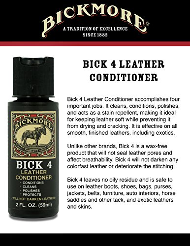 Bickmore Bick 4 Leather Conditioner 2oz - Best Since 1882 - Cleaner & Conditioner - Restore Polish & Protect All Smooth Finished Leathers