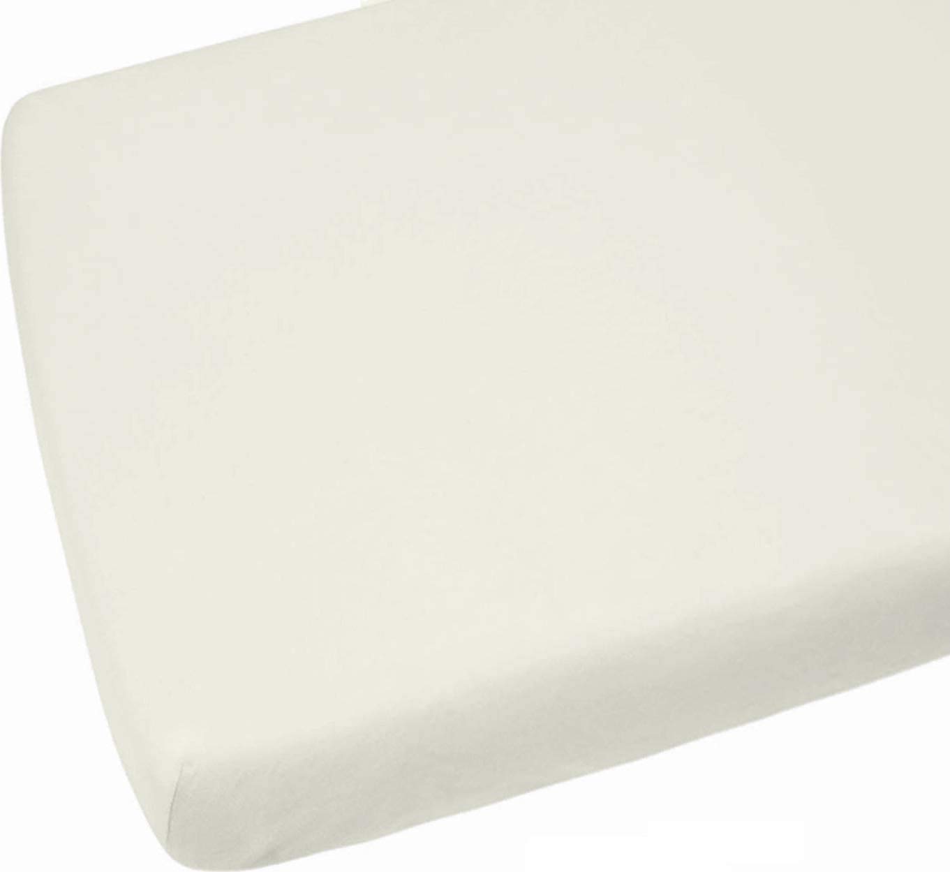 2 x AmigoZone Pollyotton Cot Bed Fitted Sheet. Cream, (Cot 60 x 120cm)