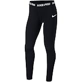 Nike Pro Big Kids' (Girls') Tights (Black/White, L)