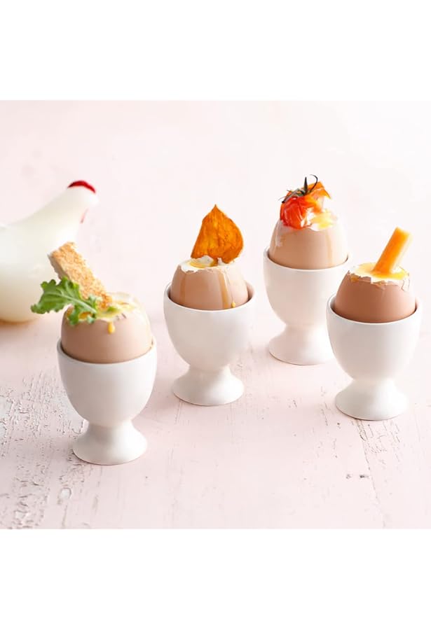 GreenCertified OnePine Set of 4 Porcelain Egg Cups Elegant Ceramic Egg Cups Holder Perfect for