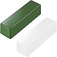 Blulu 2 Pcs Total 9.8 oz Leather Strop Polishing Compound Stainless Steel Stropping Compound Kit Leather Strop for Knife Sharpening, Buffing, Polishing, Woodcarving Chisels(Green and White)