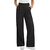 ATHMILE Womens Dress Pants Wide Leg Pull On Stretchy Work Pants Women High Waisted Business Casual Trousers with Pockets