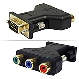 ESUMIC 3 RCA YUV RGB Video Female To HD15-Pin VGA Component Video Jack Adapter 2 Pack