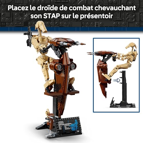 Star Wars 75428 La Menace Fantôme Droïde de Combat sur Son STAP - Jeu de Construction - Figurine de Droïde avec Speeder - Décoration - Cadeau Collector pour Garçon, Ado & Fans dès 12 Ans