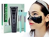 Blackhead Remover Mask, Anti-wrinkle Peel Off Black Mask, BONVITA Bamboo Charcoal Peel Off Mask and Brush Kit for Women & Men for Face Nose Acne Treatment Oil Control