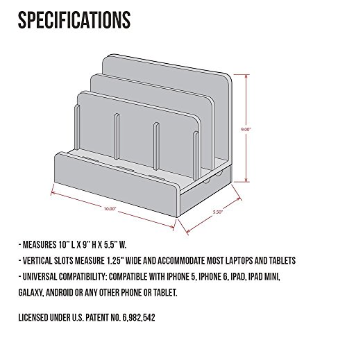 G.U.S. Multi-Device Charging Station Dock & Organizer - Multiple Finishes Available. for Laptops, Tablets, and Phones - Strong Build, Chevron Stripe