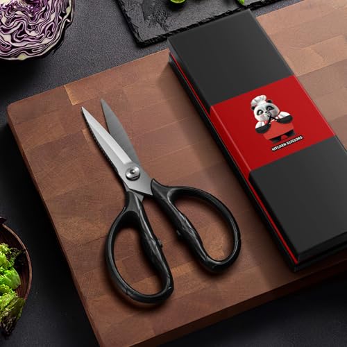 Kitchen Scissor Heavy Duty, 5Cr15MoV Stainless Steel, Black Titanium Plated Japanese Shears, Removable Blade,Multi-Purpose Kitchen Scissors, Dishwasher Safe, Suitable for Meat, Herbs, Black