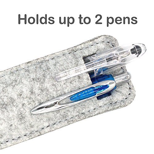 FoRapid 3 PCS Felt Double Pen Case Holder Sleeve for Writing Instruments Apple Pencil/Graphic Monitor Tablet Stylus Drawing Pen - Light Gray