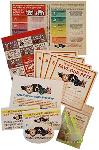 Keep Your Pet Safe Value Bundle - 4 Fire Safety Window Decals, 2 In Case of Emergency Wallet Cards, 2 Tick Removers, Foods to Avoid Magnet, Top 10 Emergencies, Bonus Fridge Magnet by Charley's Gang