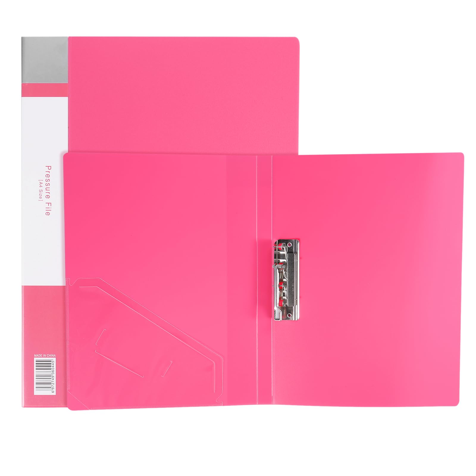 PATIKIL 9.3x12.2 Punchless Binder Clamp, 2 Pcs Plastic Single Strong Clip Clamp Binder Without Rings Sheet File Folder Protector for A4 Size Paper Office, Rose Red — image 1