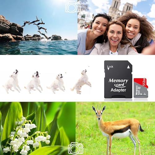 MicroSDXC MicroSD Card 512GB with Adapter,Full HD & 4K UHD Card Class10 U3 High Speed for Camera/Phone/Tachograph,Tablet and Drones