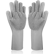 LHome Magic Silicone Dishwashing Scrubber, 2 in 1 Reusable Rubber Gloves, Heat Resistant Kitchen Tool for Household, Dish Wash, 13 x 6 x 1 in in, Gray