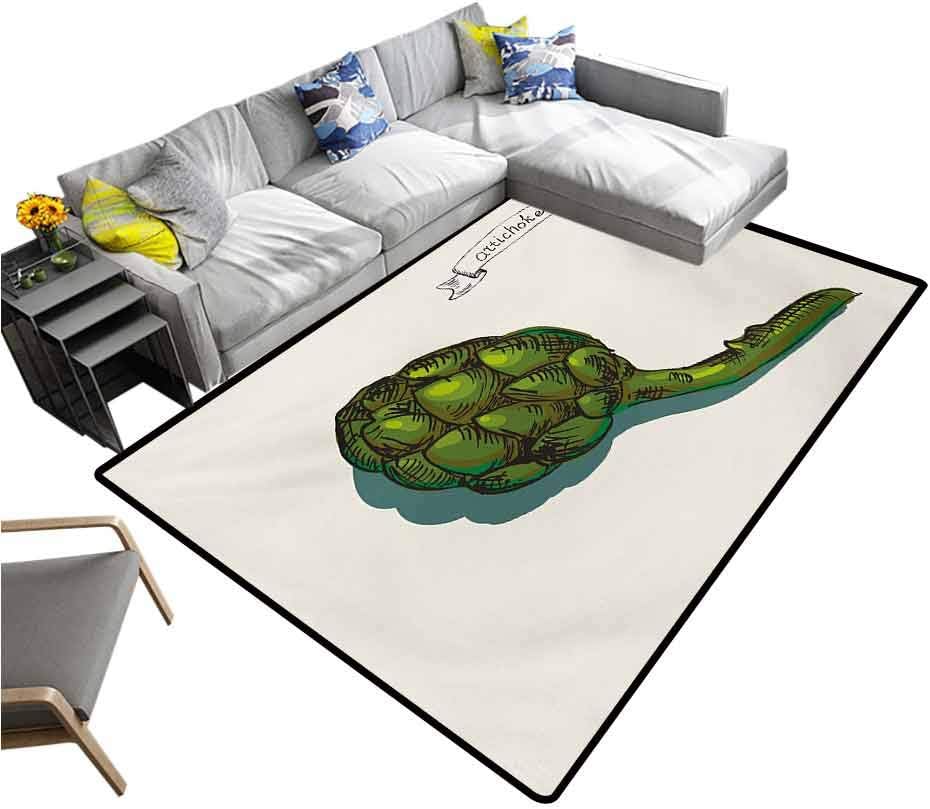 Artichoke Carpet Artichoke Illustration Organic Food Fresh Garden Yield Healthy Choice Life Style Entryway Rug Emerald (4'7"x5'2")