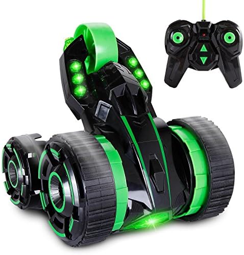 IFixer Rechargeable 360° Stunt Car with Shock Resistance and 5 Wheels, Remote Control Racing RC Car with LED Light for Boys Kids Child