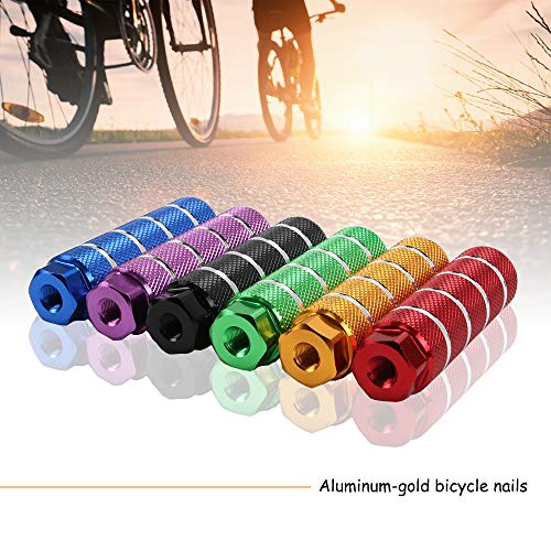KOOBOOK 2Pcs Bike Pegs Bike Pedals Axle Foot Rest Pegs Fit 3/8 inch Axles for BMX Mountain Bike Bicycle Cycling Diameter 28mm Purple