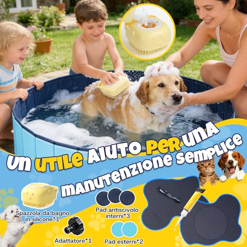 JONRRYIN Dog Pool, 160 x 30 cm, Portable Pool for Large Dogs, Stable and Non-Slip Dog Pool with Patches and Drain Valve for Children Dogs (160 x 30 cm)