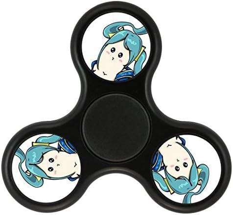 New Style Cool Tri-Hands Fidget Spinner Toy, Stress Reducer Relieve Anxiety, Controlling Force, Fashion Design and Images(LOL Sona3 - Black)