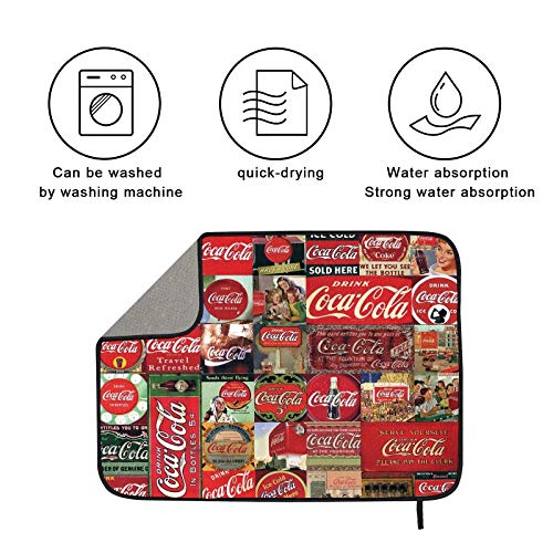 Dish Drying Mats for Kitchen Coca Cola Dishes Drying Mats Reversible Heat Resistant Super