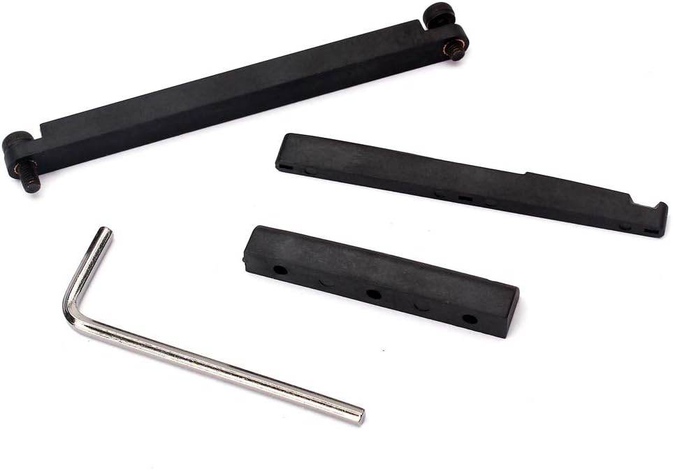Alnicov Guitar Brigde Saddle Set,Adjustable Lifting Guitar Brigde Saddle Upper Lower Nut Set for 6 String Acoustic Folk,Black - Image 3