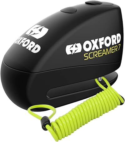 Oxford Screamer 7 Alarm Disc Lock Black LK289 with 1.5M Reminder Cable