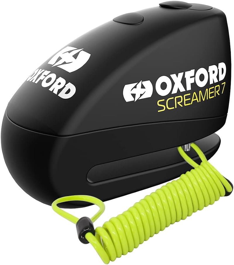 Oxford Screamer 7 Alarm Disc Lock Black LK289 with 1.5M Reminder Cable
