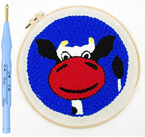 COPYLOVE Animal Rug-Punch Beginner Kit, Punch Needle Embroidery Kit with Adjustable Embroidery Pen Colorful Yarn and 6'' Hoop