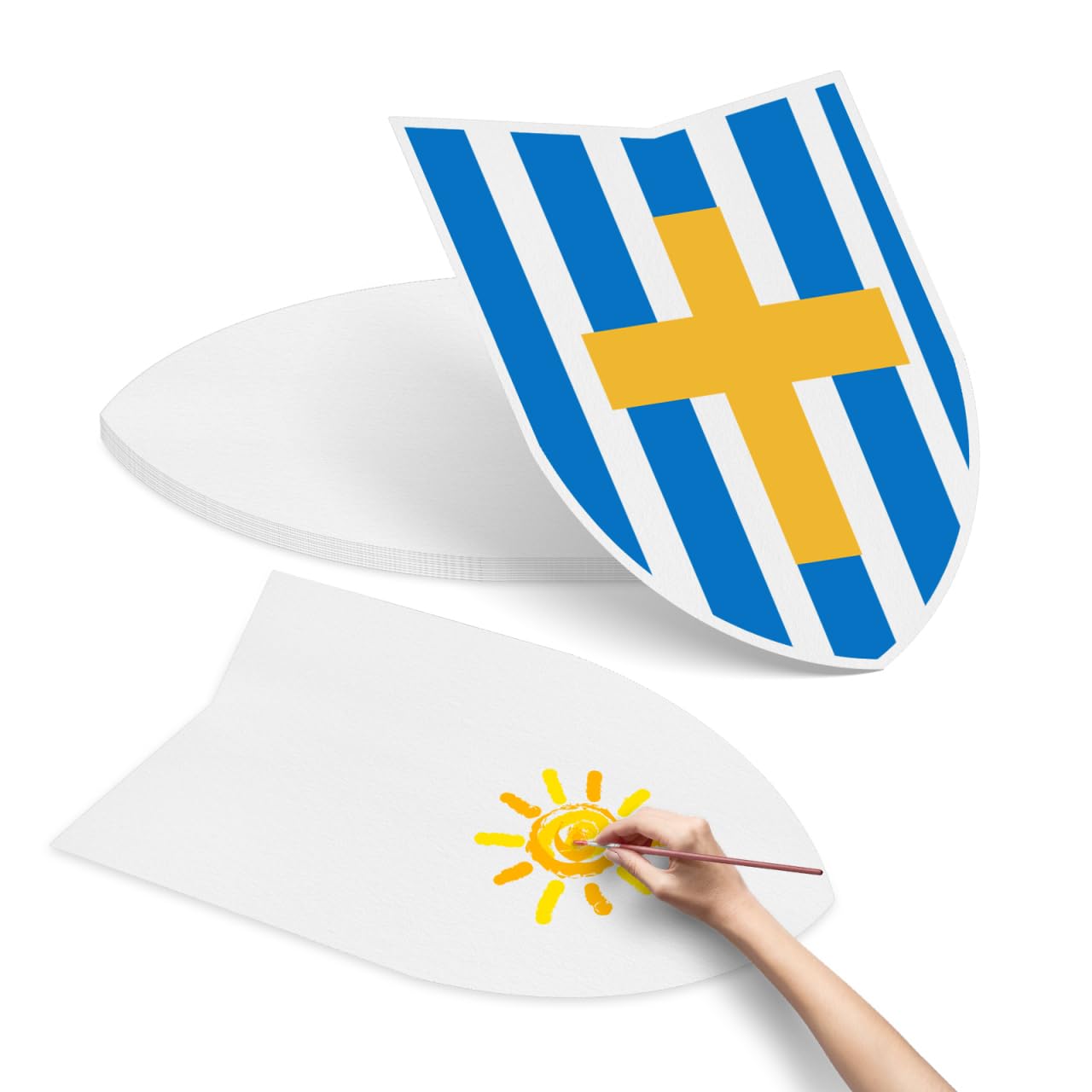 Holibanna Graffiti Shield Toys 16.5X13 Inches Diy Play Shields with Handle for Kids Party Dress-up and Craft Decoration