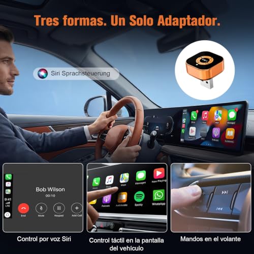 4 in 1 Wireless CarPlay Adapter: Wireless CarPlay and Android Auto Wireless AirPlay and Miracast - Dual Band WiFi 2.4/5 GHz - Plug & Play Automatic Connection for Cars with Wired CarPlay