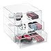 InterDesign 3 Drawer Storage Organizer for Cosmetics, Makeup, Beauty Products and Office Supplies, 4 Pack, Clear
