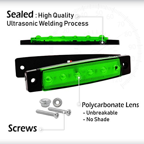 image for Meerkatt (Pack of 20) 3.8 Inch Green 6 LED Mini Side Clearance Marker 