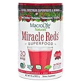 Miracle Reds Superfood - Super Red Powder - Non Allergenic Proprietary Fruit Blend - Anti Aging Anti Oxidants - Polyphenols & Heart Friendly Plant Sterols - Delicious & Nutritous - Non GMO - Vegan - Gluten & Dairy Free - Berry Taste - 30 Servings - 1
