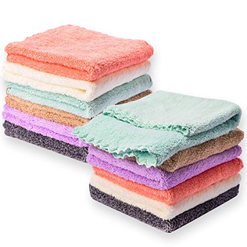 Kyapoo Baby Washcloths 12 Pack 12×12 Inches Microfiber Coral Fleece Extra Absorbent and Soft for Newborns, Infants and…