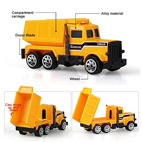 Gimilife Play Vehicles, 6 Set Toy Construction Vehicles, Assorted Trucks Mini Car Toy, Friction Powered Push & Play Engineering Vehicles for Age 3 Years and Up Boys and Girls as Gift