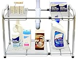 DecoBros Under Sink 2 Tier Expandable Shelf Organizer, Silver ()