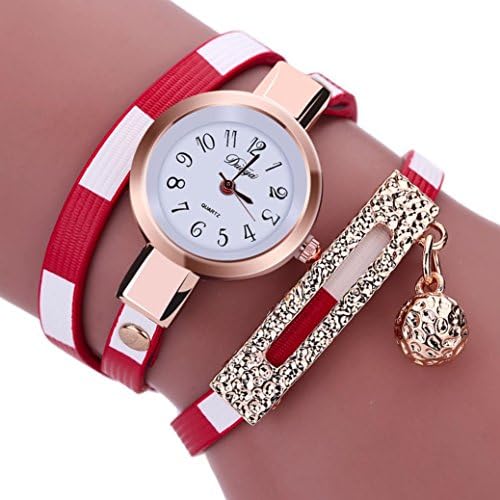 ZLOLIA Fashion Women Charm Wrap Around Leatheroid Quartz Wrist Watch (RD)