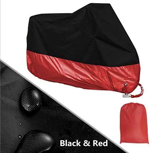 Dee-Type All Season Motorcycle Motorbike Waterproof Dustproof UV Protective Breathable Cover with Lockhole (Black and Red)