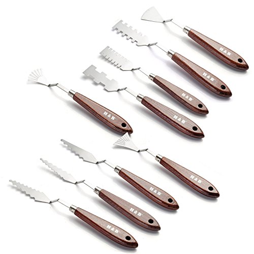 9Pcs Oil Painting Palette Knife Sets Stainless Steel Spatulas Painting Palette Knives Art Tools for FX Special Effects in Oil Painting or Acrylic Mixing Paints- Thin & Flexible Art Tools for Artists