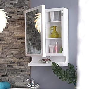 Happer Premium Multipurpose Wall Mounted Storage Plastic Cabinet With Mirror (White)