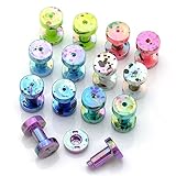 PiercingJ 14pcs Mixed Colors Punk Acrylic Screw Tunnel Stretcher Ear Stretching Kit 12g 8g 6g 4g 2g 0g 00g 1/2